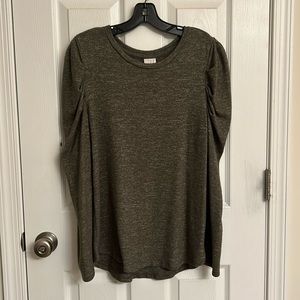a new day Green Long Sleeve Ltweight Sweater Puff Shoulders Rayon-blend Medium